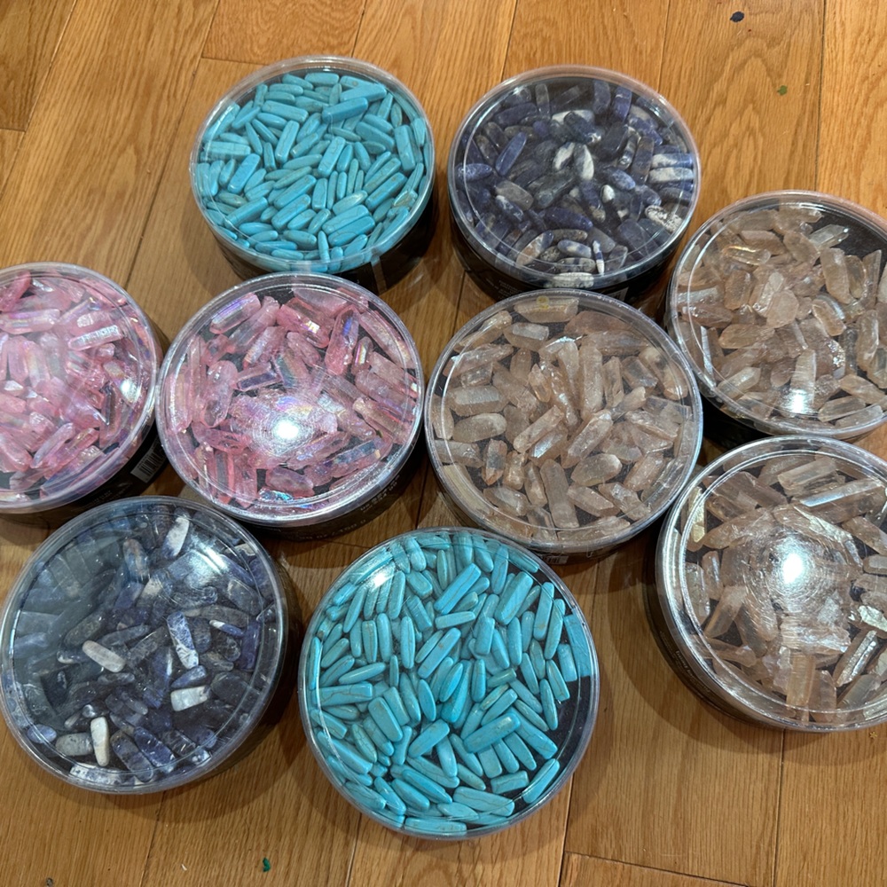 9 Unopened Bead Landing Semi-Precious Daggers Made of Quartz, Howlite, and Soda